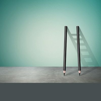 Success creative concept, pencil Ladder with copy space